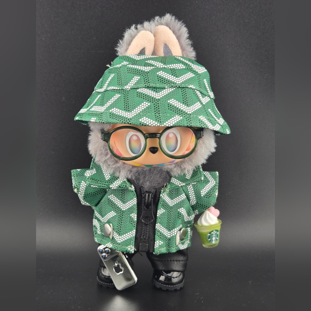 Fits Labubu Clothes Green Phone